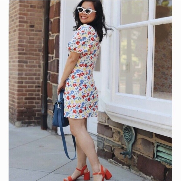 RIXO x Target Multi Floral Linen, Puff Sleeve Dress, Size 8 - Picture 3 of 11